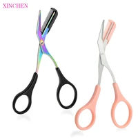 3 colors eyebrow trimmer scissor with comb facial hair removal grooming shaping shaver cosmetic makeup accessories