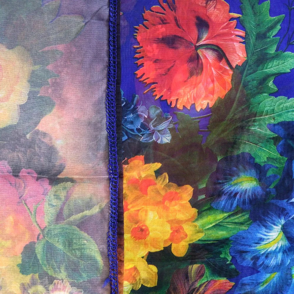 

2019 Newest African Dashiki Blue Dress Chiffon Flower Pattern Printed Fashion Elegant Sexy Women Dresses