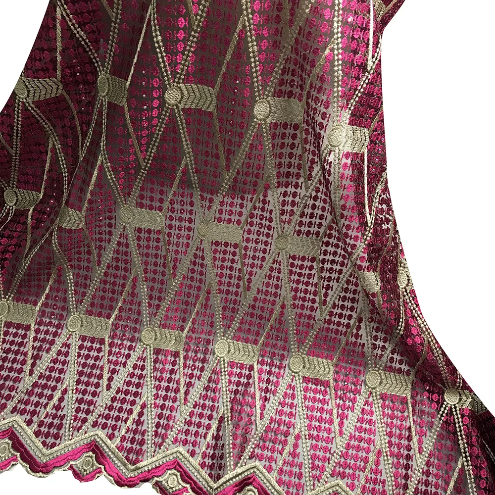 Высококачественная вышитая нигерийская швейцарская вуаль кружевная ткань тюль