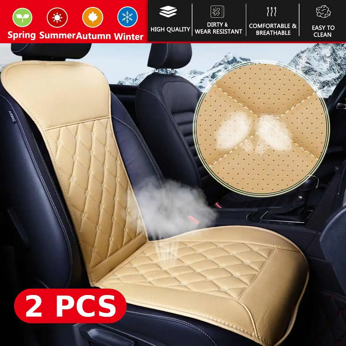

2PCS Car Seat Cover Full Car Leather Seat Covers Cushion Pad PU Leather Protetor Universal Fit for Most Cars Interior Accessorie