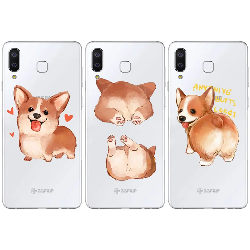 Чехол для телефона с милым мультяшным животным корги Samsung Galaxy S6 S7 S8 S9 A7 2018 PLUS EDGE NOTE 8