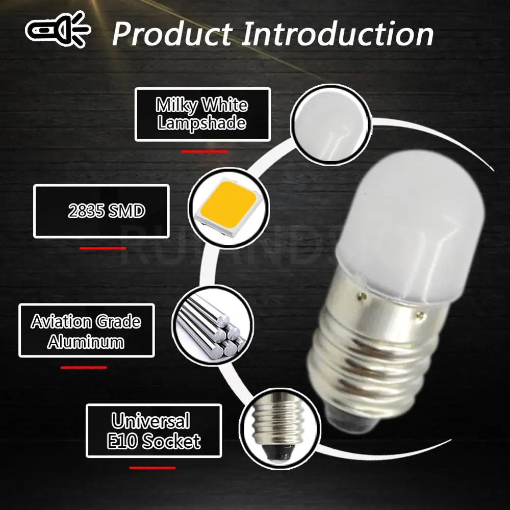 Пара светодиодных фонарей E10 2835 1SMD 6 в сменные светодиодные лампы с винтом теплый