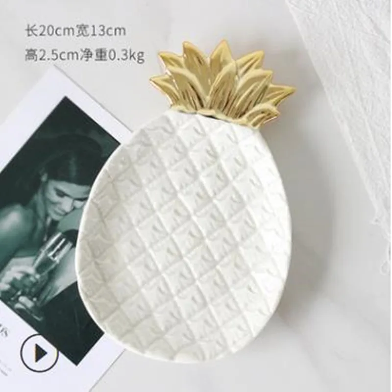 Nordic fashion ceramic pineapple plate leaf tray jewelry frame bedroom room makeup table decorations ornaments pottery | Дом и сад