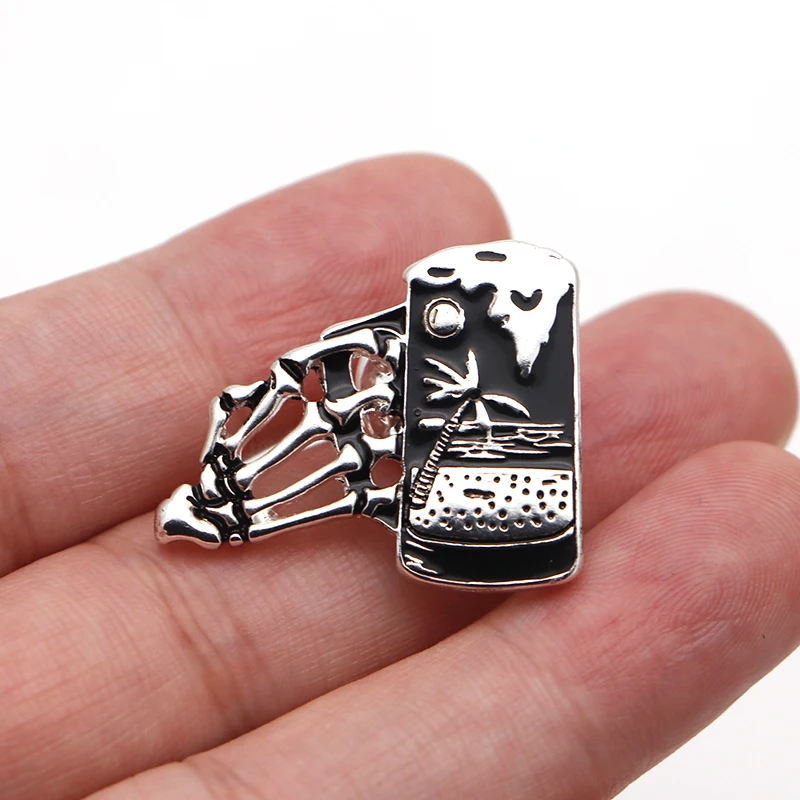 30 шт./лот металлические броши в виде рок для мужчин пивной панк череп пальмовые