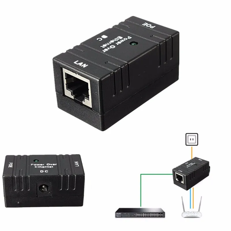

10M/100Mbp Passive POE Power Over Ethernet RJ-45 Injector Splitter Wall Mount Adapter For CCTV IP Camera Networking