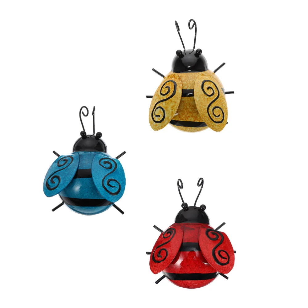 

3pcs Iron Art Ladybug Wall Ornament Creative Wall Decoration Wall Hanging Decor