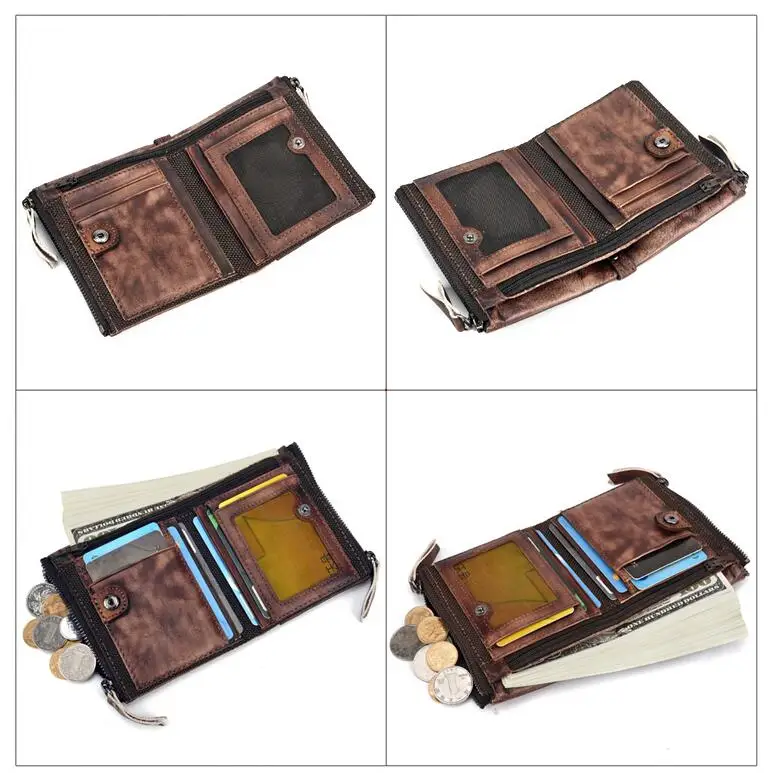 CHSANATO Анти Rfid держатель для карт Чехол для мужчин коровья кожа бумажник мужской двойной молнии портмоне водительские права Обложка