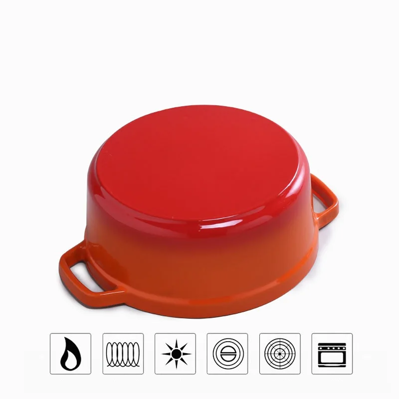 Чугунная эмалированная кастрюля для тушения с утолщенной эмалью 24 см | Дом и сад