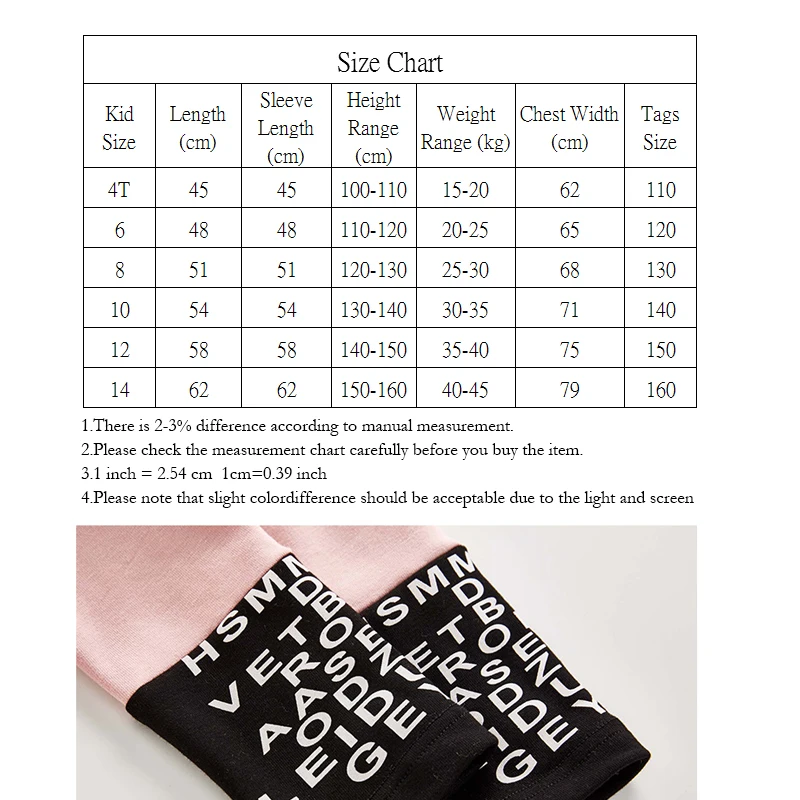 Базовая Осенняя футболка с высоким воротом и принтом в виде букв для девочек 2020