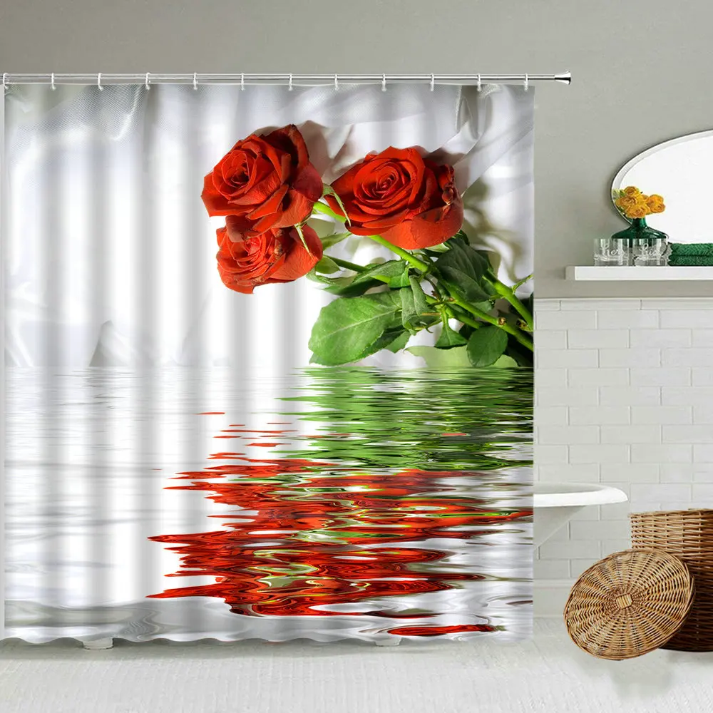 Занавеска для душа в виде Розы подсолнечника цветка бабочки растения украшение