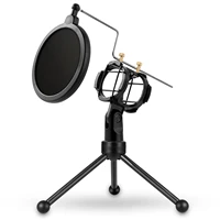microphone holder with pop filter desktop tripod stand anti spray net kit microphone holder with windscreen filter