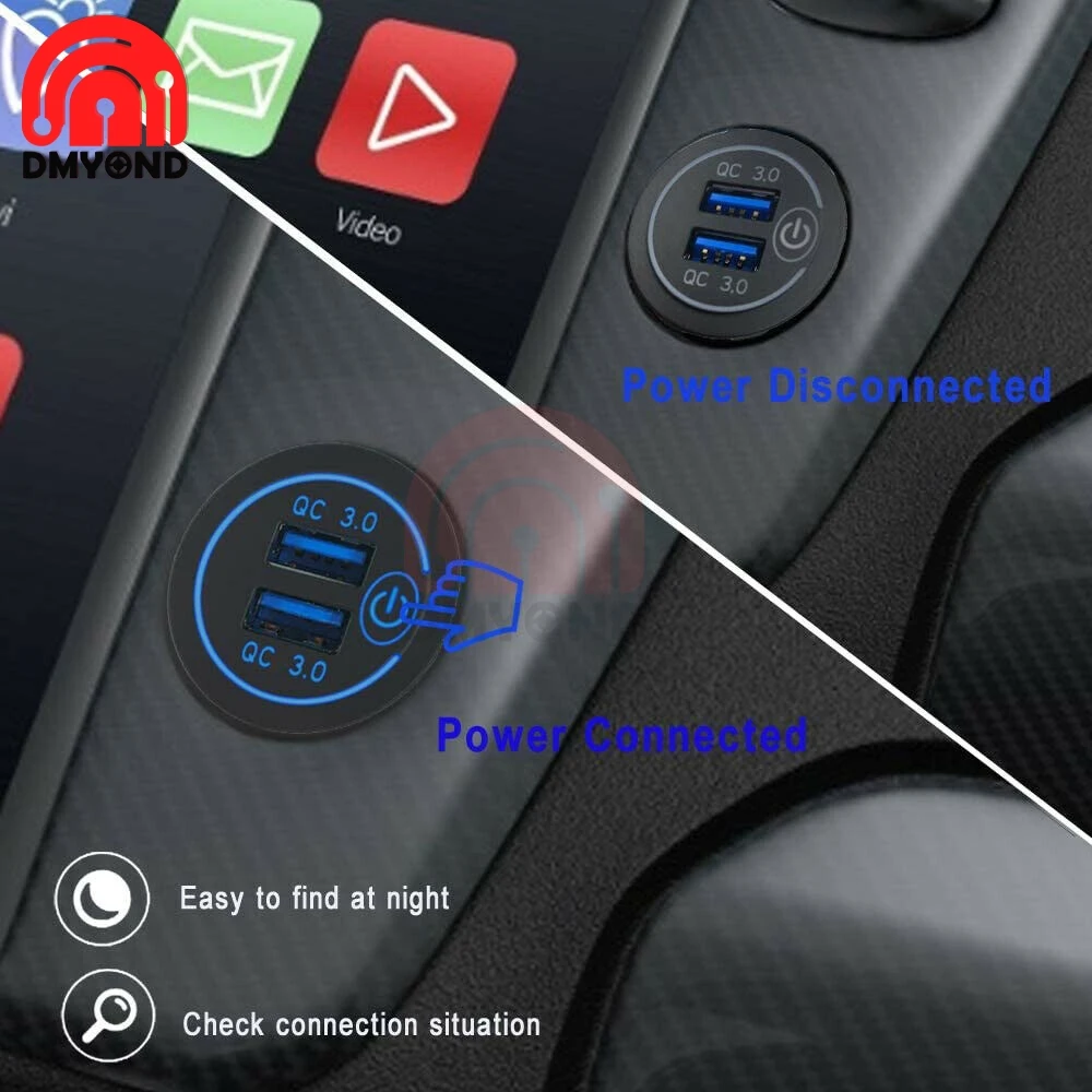 Автомобильное зарядное устройство с двумя USB-портами 5-12 в пост. Тока QC 3 0 |