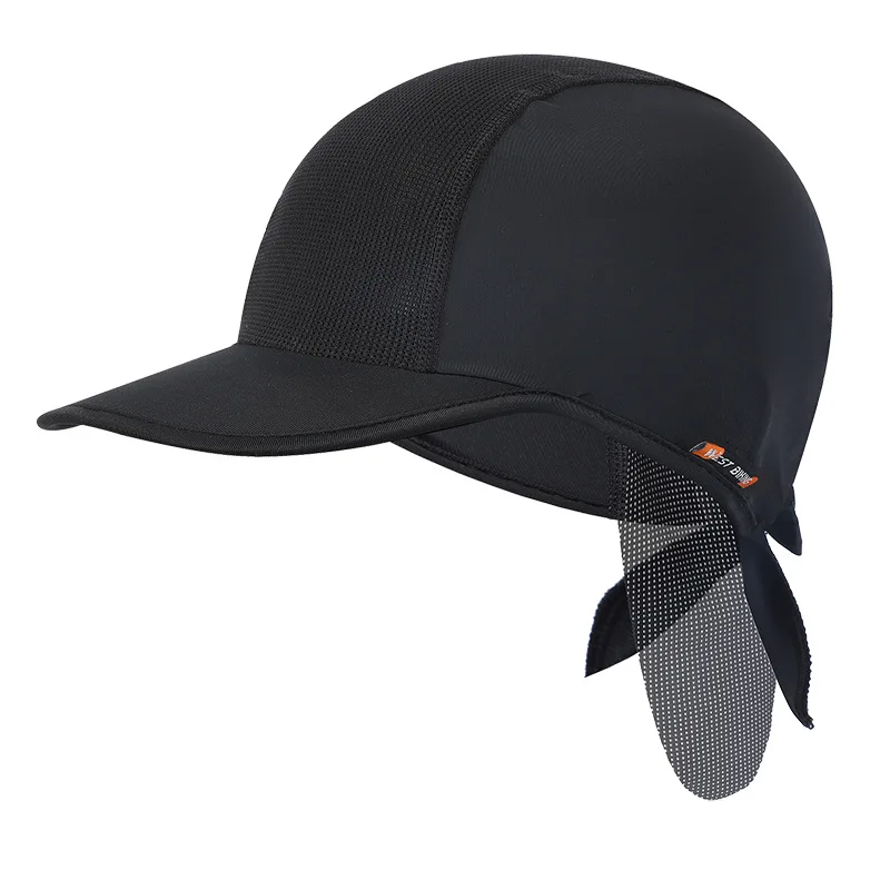 

Ice Silk Polyester Cycling Hat Bicycle Cap for Men and Women Breathable Black Solid Fabrics Average Size UV Proof Riding Hat