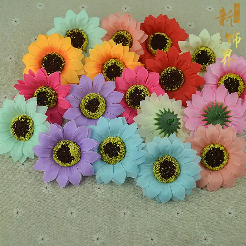 

Праздничные украшения, искусственные подсолнухи ручной работы из твердого шелка, искусственные подсолнухи 30 шт./лот