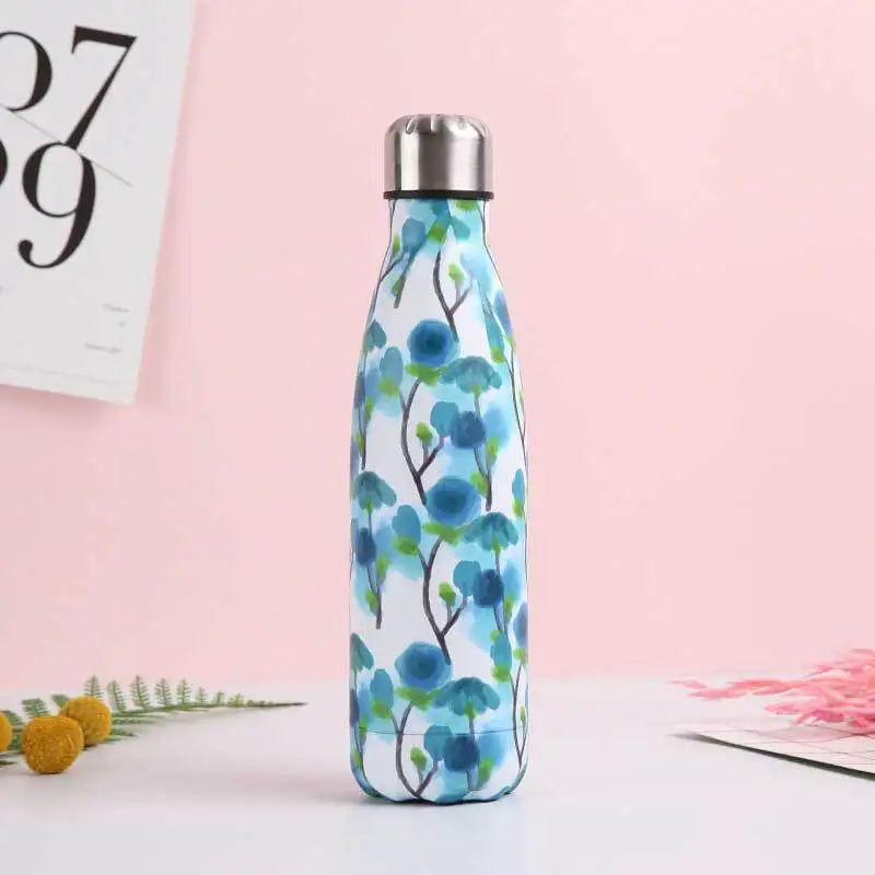 X Фламинго цветочный бутылка для воды BPA бесплатно нержавеющая сталь Пиво Чай Кофе Термос бутылка путешествия Спорт Тренажерный зал напиток бутылка Изолированная чашка - Цвет: X