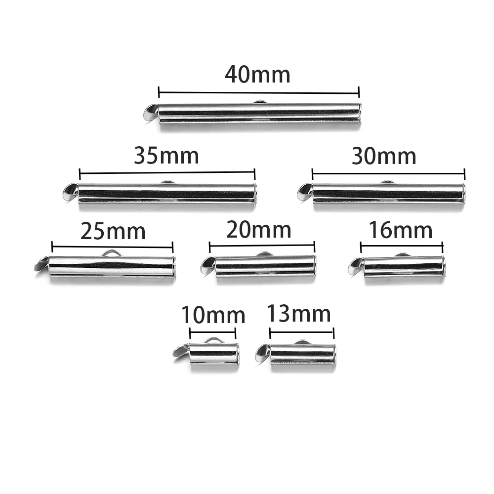 10set/lot Slide On End Clasps Crimp Buckles Tubes Slider Caps Lobster Chains For DIY Jewelry Making Findings | Украшения и