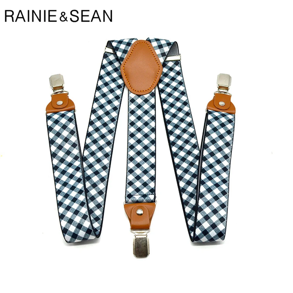 Подтяжки RAINIE SEAN Men s в клетку деловые эластичные ремни для брюк 3 5*120 см мужские
