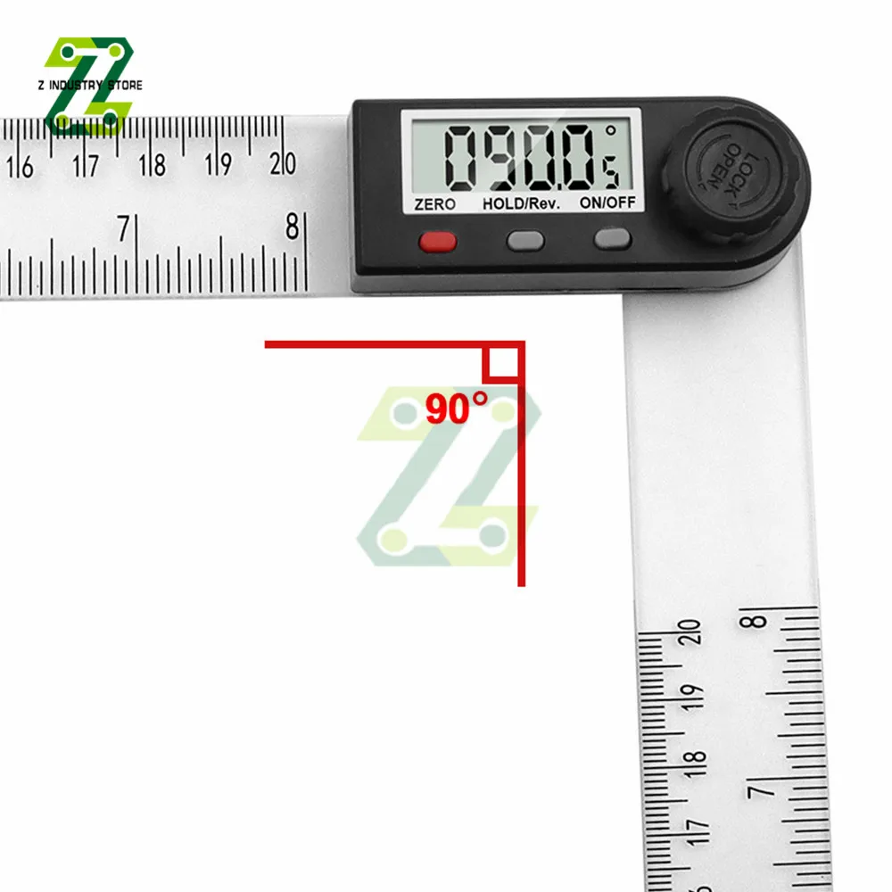 

0-200mm Digital LCD Display Angle Ruler 360° Electronic Goniometer Protractor Measuring Tool Woodworking Measuring Ruler