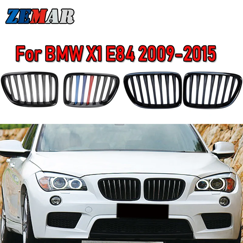 

ZEMAR 1SET Gloss/Matte Black Front Bumper Racing Grills Kidney Grilles For BMW E84 X1 Series 2010-2015 M Sport Power Accessories