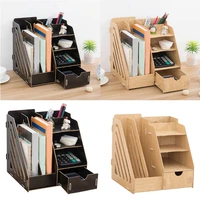 multi functional office supplies file racks wooden desktop organiser desk storage products accessories for home office