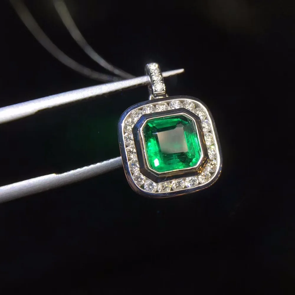 Ювелирные украшения чистый 18 К золото AU750 G18K натуральный Зеленый Изумруд 1,05 кулон золотой бриллиантовый кулон ожерелья из драгоценных камней для женщин