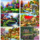 Алмазная 5D живопись сделай сам, пейзаж, вышивка крестиком, полное квадратное покрытие, круг, дрель, живописный домик, алмазная вышивка, домашний декор, ручной подарок