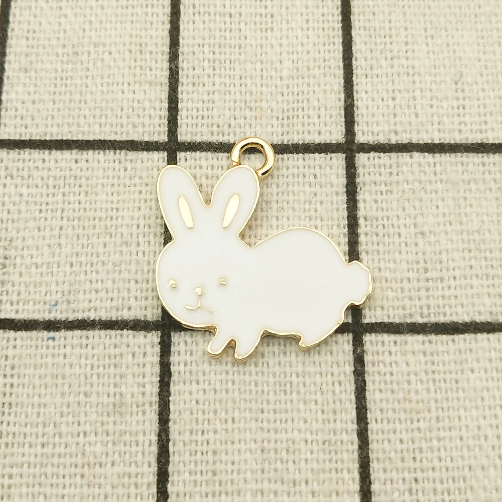 

10pcs enamel rabbit charm jewelry accessories earring pendant bracelet necklace charms zinc alloy diy finding 23x24mm