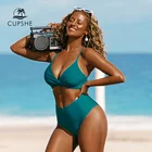 CUPSHE Teal крест-накрест сзади крючок Высокая талия бикини набор купальник для женщин сексуальный комплект из двух предметов купальник 2022 пляжный купальный костюм