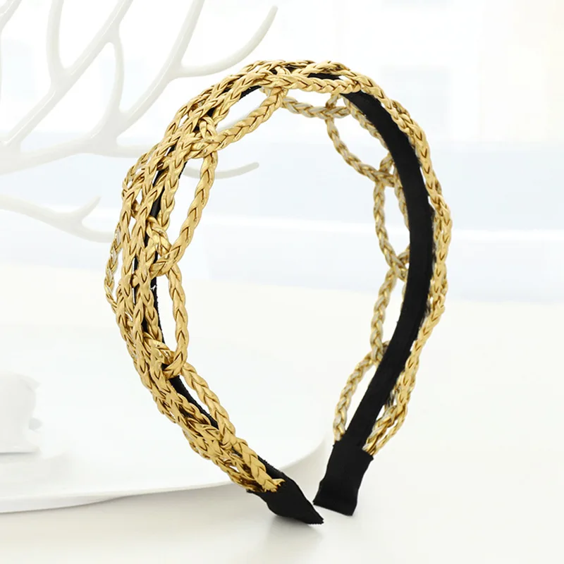 

2021 Vintage Braided Bezel Hairband Women Hair Accessories Girls Hoop Headband Opaska Do Wlosow Bandeau Femme Diademas