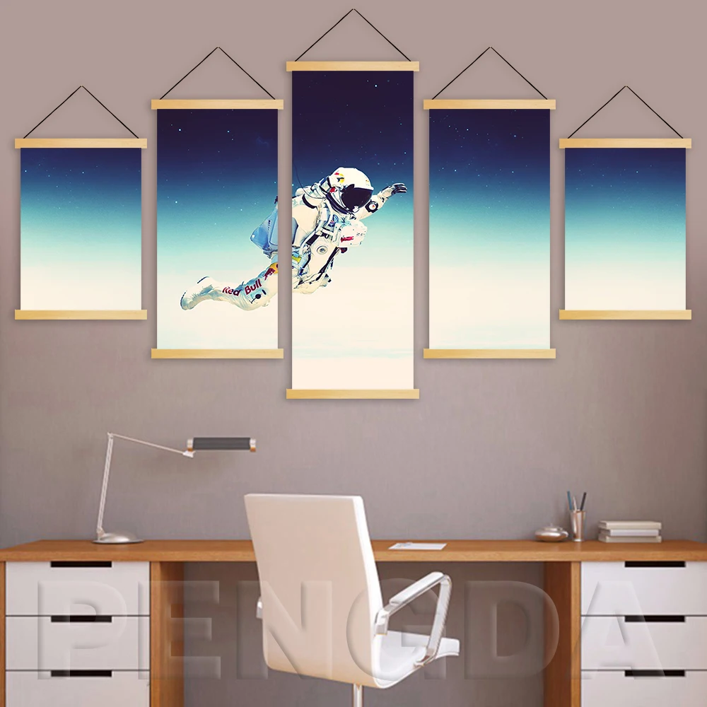 Настенное художественное полотно картина из 5 предметов принт астронавтов