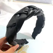 Женская кожаная повязка на голову Flatfoosie однотонная широкая