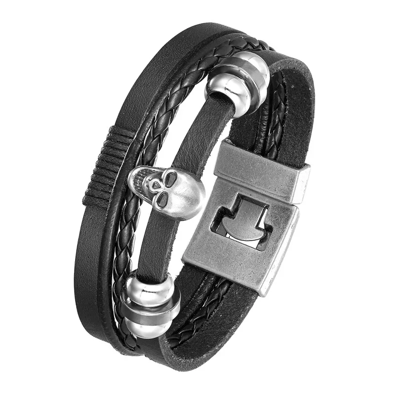 Модный Многослойный кожаный браслет с якорем Мужской Ретро панк рок женский