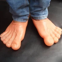 funny men slipers simulation giant feet bare five fingers beach shoes sliders pet spoof video shooting props cosplay slippers