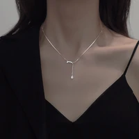 creativity 925 sterling silver geometric water drop tassel necklace clavicle chain women fashion jewelry shine zircon pendant
