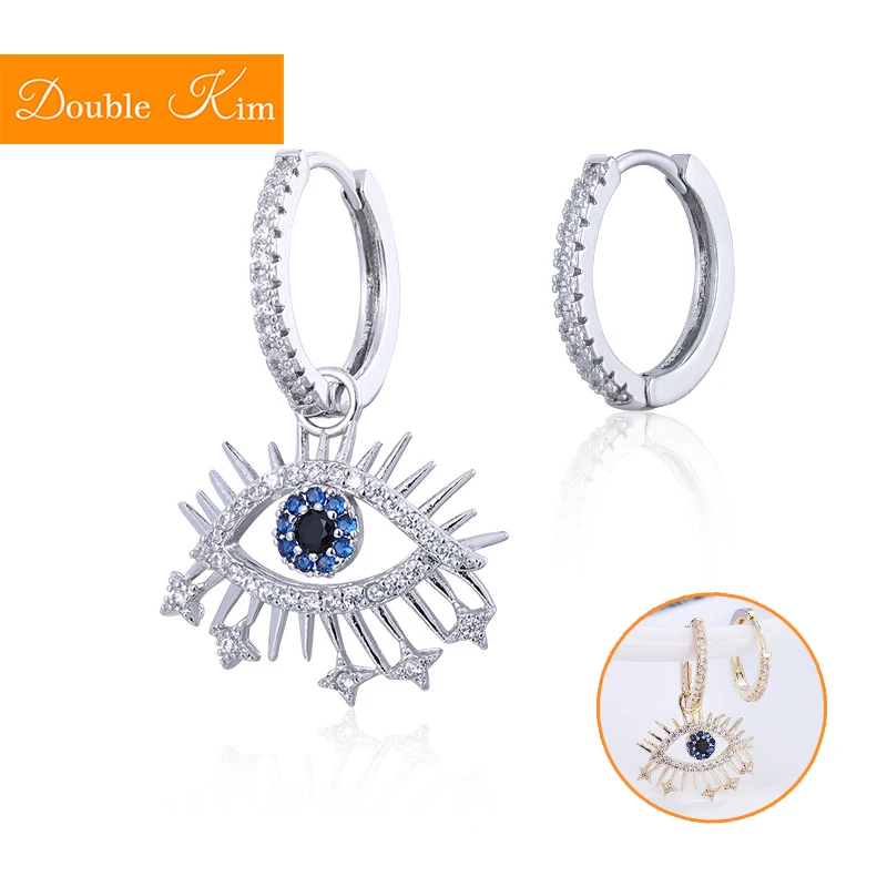 Глаз дьявола асимметричные серьги из медного сплава с инкрустацией цирконом модного женского украшения в подарок.