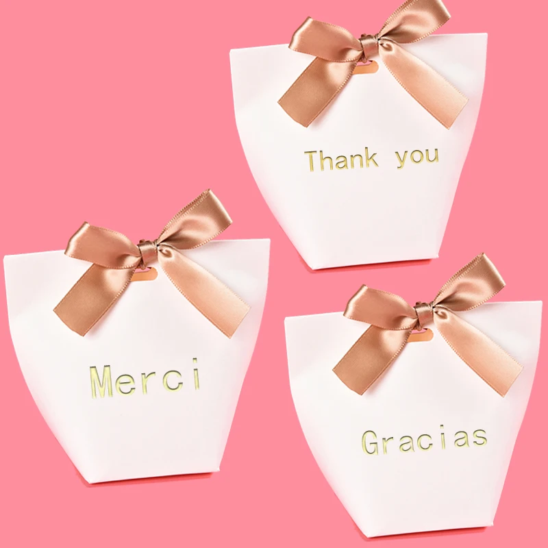 

100pcs gracias thank you Merci candy gift boxes birthday baby shower wedding engagement bridal shower party decoration favor