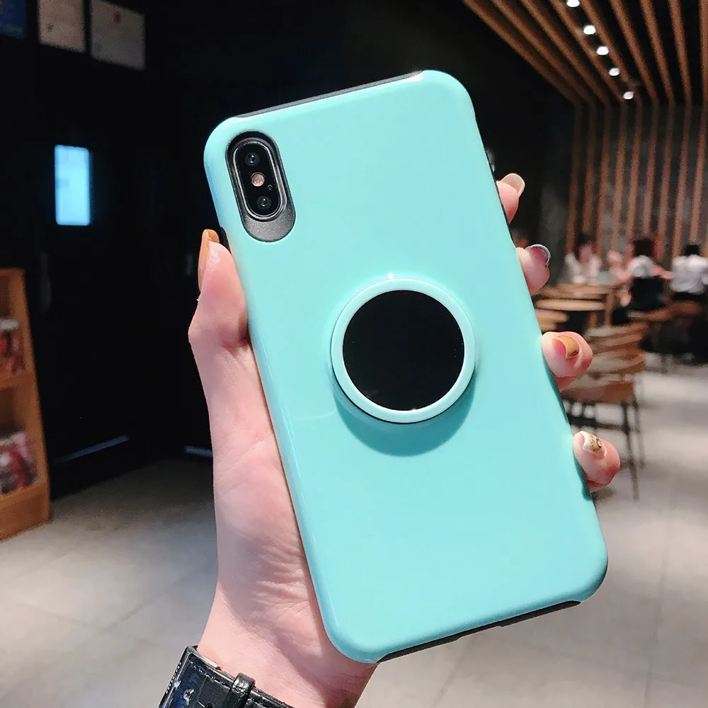 Mint Green BFOLLOW зеркальная подушка безопасности корпус розетки для iPhone 6 6s 7 8 Plus X XR XS Max 11 Pro Max жесткий чехол из ПК с магнитной задней подставкой - Цвет: Mint Green