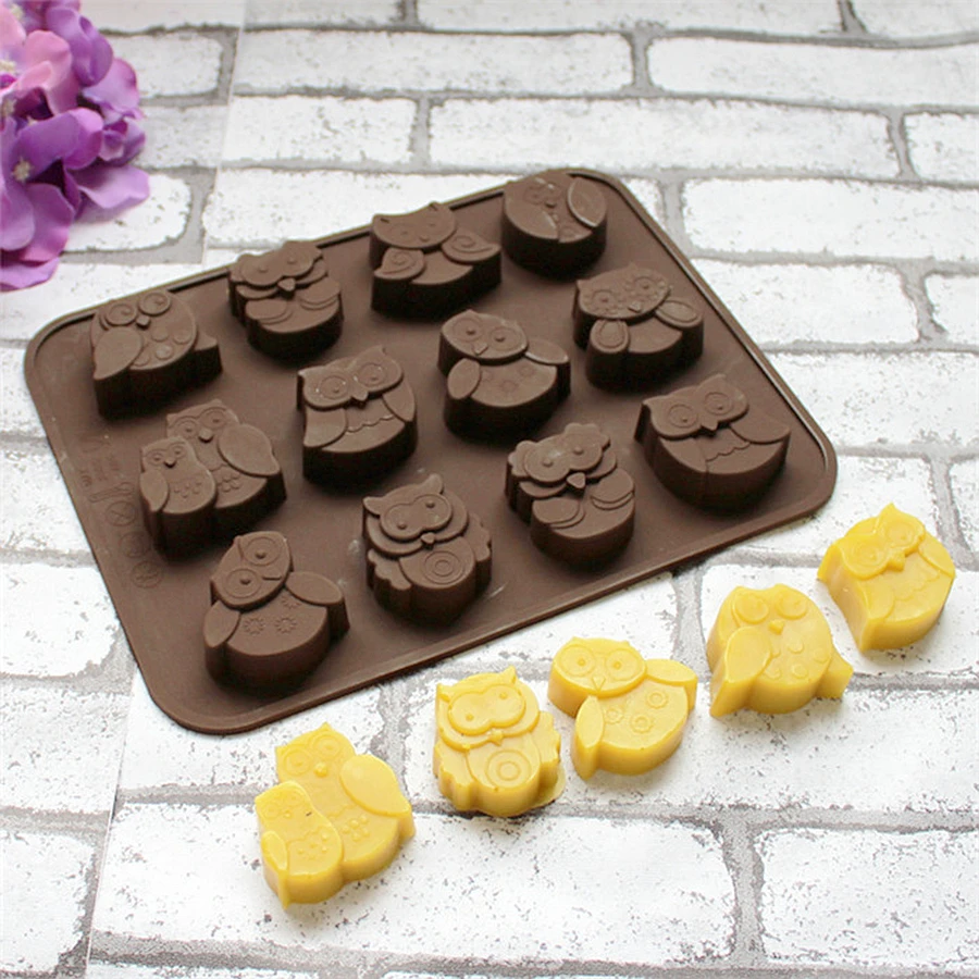 Коричневая Сова шоколадная форма для льда 12 типов формы DIY силиконовые