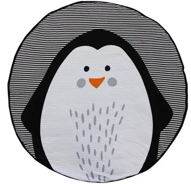 penguin Милые коврики для игр, круглые коврики, хлопковые коврики для игр с животными, одеяло для новорожденных, коврик для ползания, декор для детской комнаты - Цвет: penguin