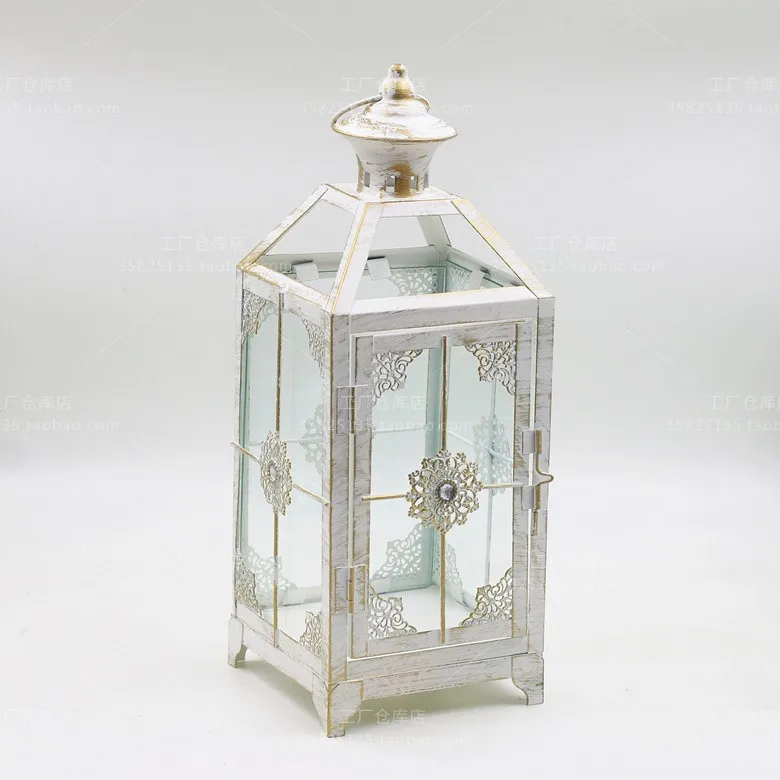 

Nordic Retro Iron Candle Lantern Hollow Wind Light Windproof Candle Holders Metal Rural Candlestick Wedding Decoration Home FC90