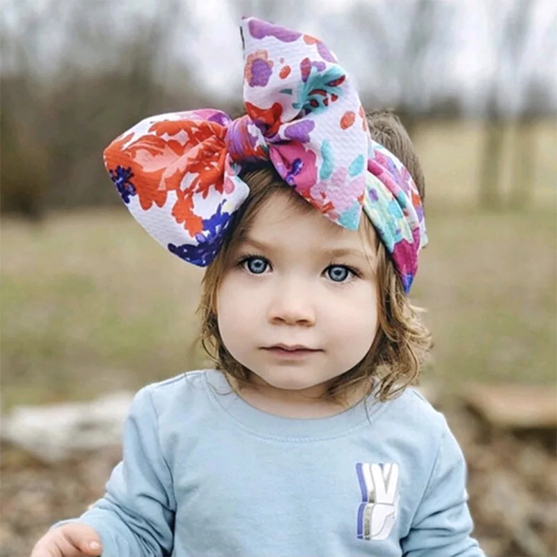 

Baby Headband Summer Cute Floral Big Bows Baby Girl Headbands Elastic Bowknot Newborn Hair Band Turban Set Hair Accessories