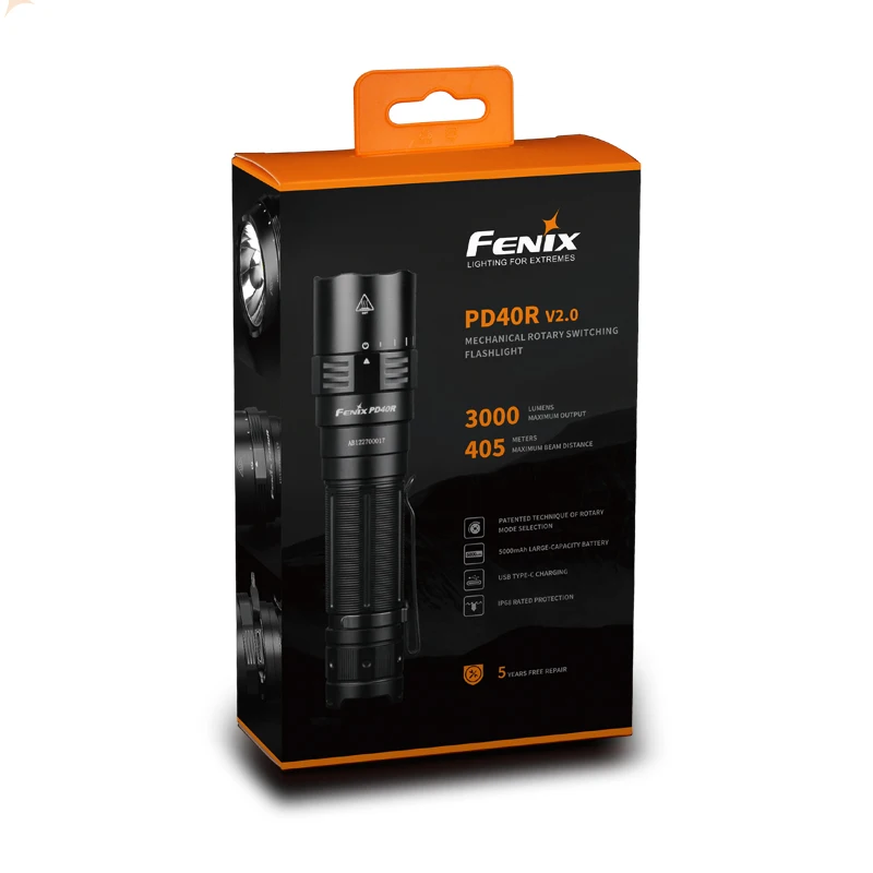 Светодиодный фонарик Fenix PD40R V2.0 USB Type C зарядка Механический Поворотный