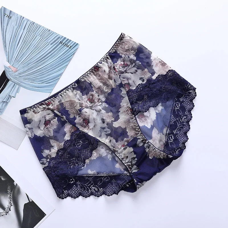 Трусики женские кружевные бесшовные с принтом средней посадки | Женская одежда