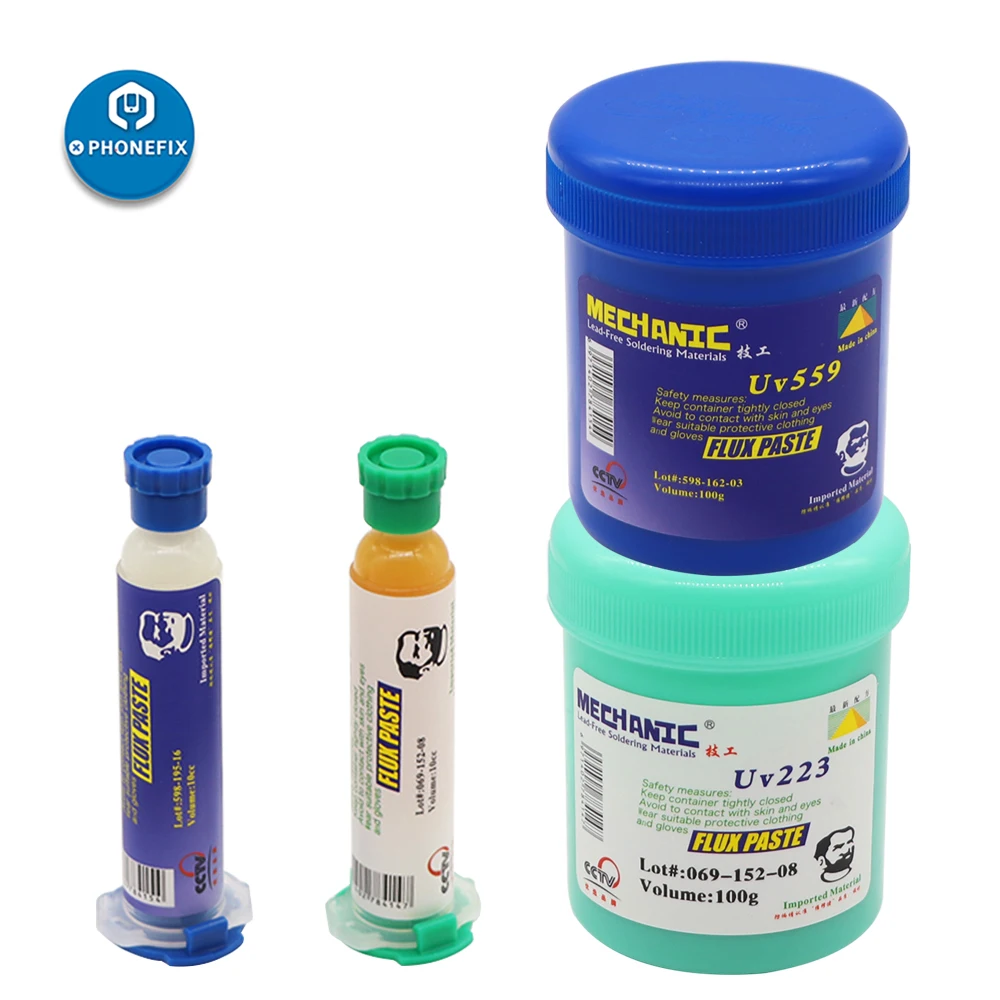 

Mechanic UV223 UV559 Lead-Free Solder Paste Flux 10CC/100G No-Clean Welding Fluxes for SMD PCB BGA Rework Soldering Repair