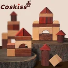 Деревянные красочные строительные блоки Coskiss для детского сада, познавательная геометрия, детская сборная игрушка, натуральный бревна