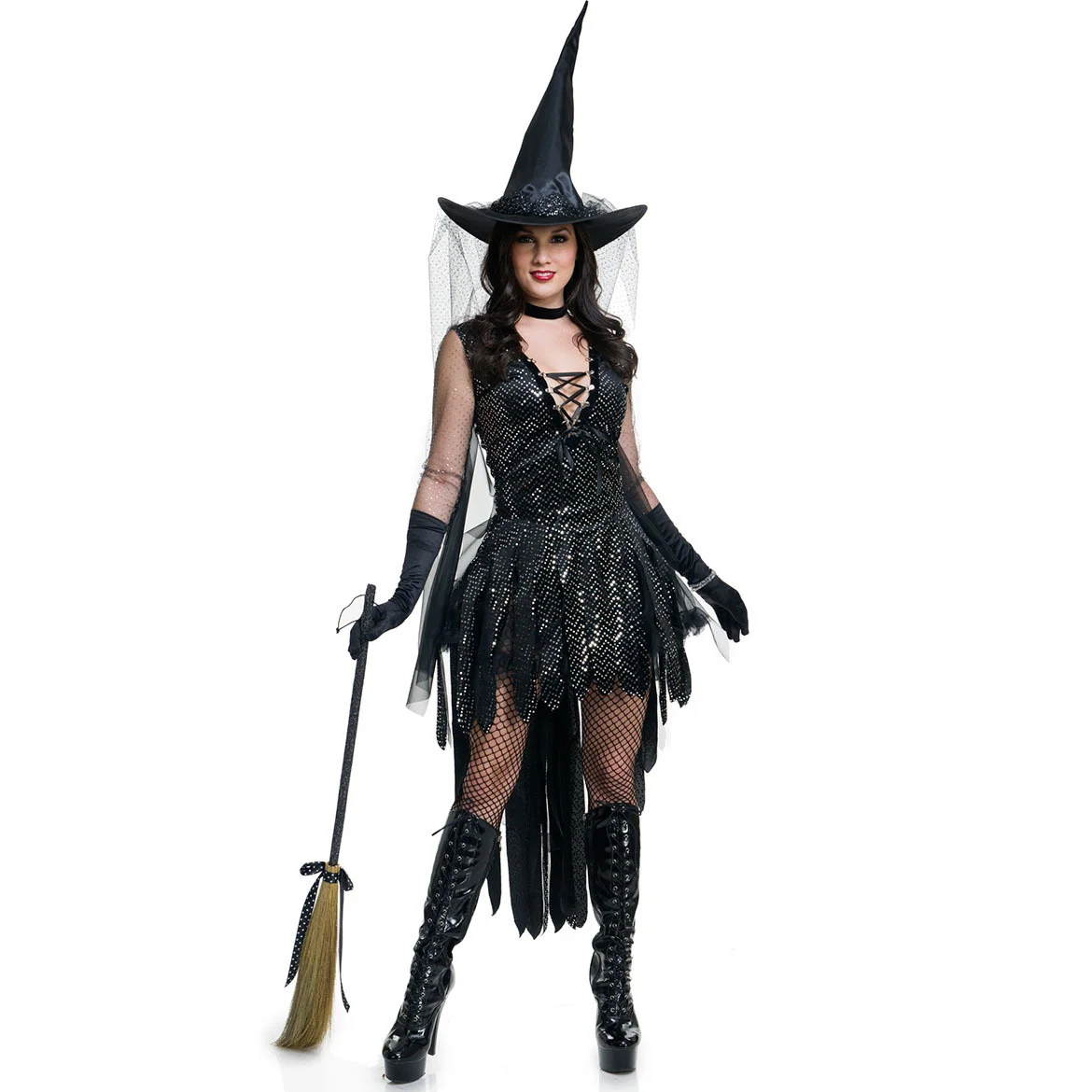 

Women's Sequins Sexy Witch Costume Cosplay Role Play Large Size Halloween Wizard Costume