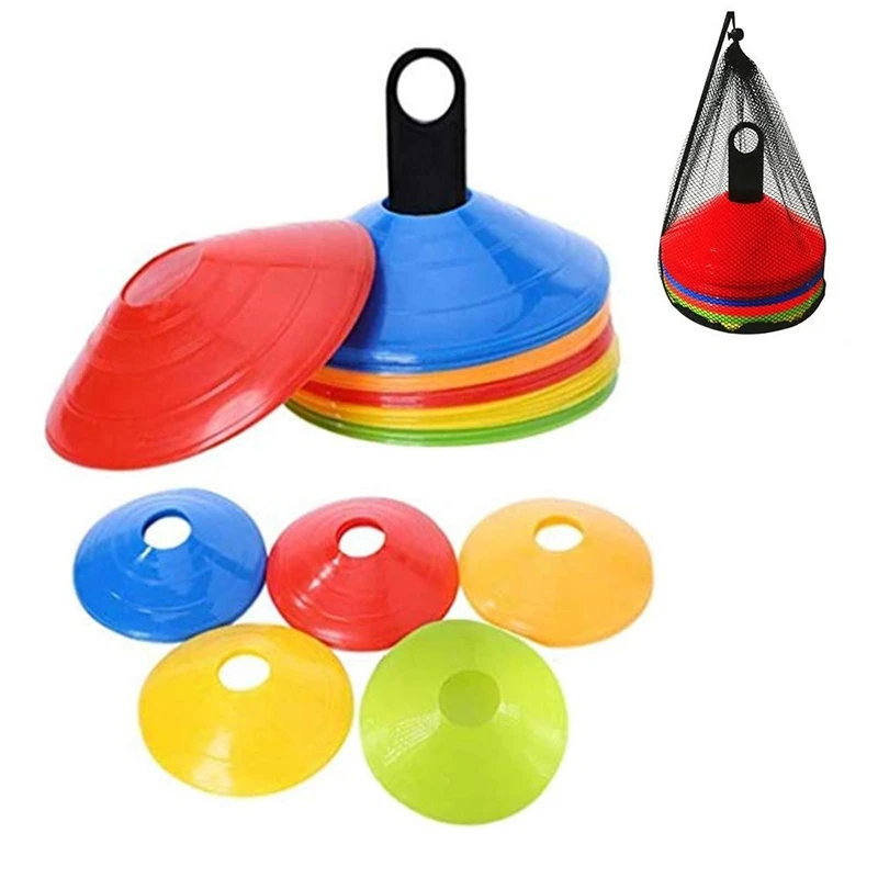 Disc Cones (Set of 50) Agility Training Soccer with Carry Bag and Holder for Football Basketball Sports Field Cone Markers | Спорт и