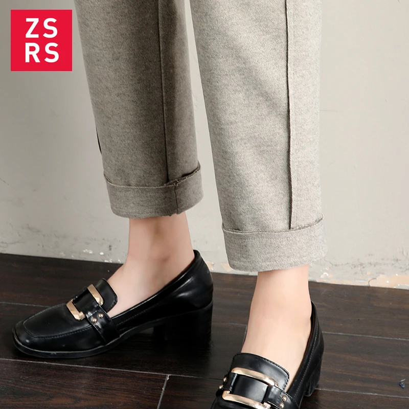

2020 Autumn New Women Elastic Woolen Pant Female Plus Size Casual Trousers Black/Gray Harem Pants Winter Wool Ankle-Length Pants