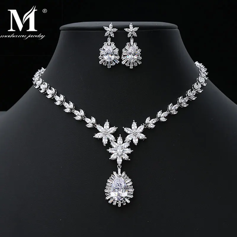 MASHAWU роскошный хит продаж AAA циркон ювелирный набор модные серьги и ожерелье