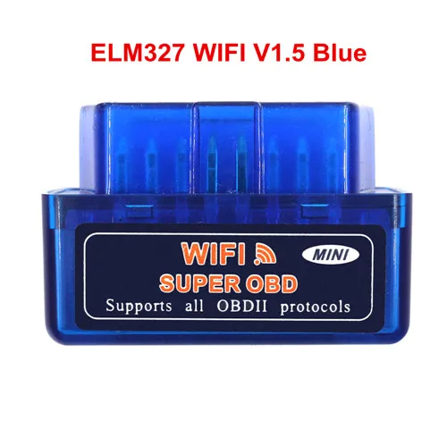 Blue Лучшая цена ELM327 V1.5 wifi OBD2 сканер работает дизельные автомобили аппаратное обеспечение V1.5 V2.1 для IOS/Android Поддержка нескольких протоколов - Цвет: Blue